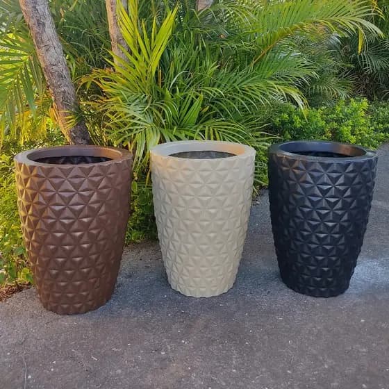 Vaso Decorativo Polietileno 40cm Grande Textura Geométrica Jardim Sala Varanda 23L