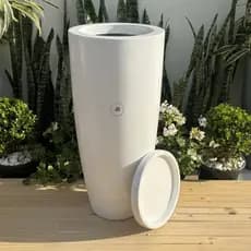 Vaso Alto 72cm Jardim Polietileno Resistente Sol e Chuva Moderno