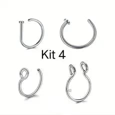 Kit 4 Piercing de nariz falso anel de septo falso de aço cirúrgico cod_03
