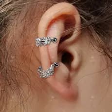Kit 2 Piercing P/Conch Ramo de Oliveira Cravejado Parta
