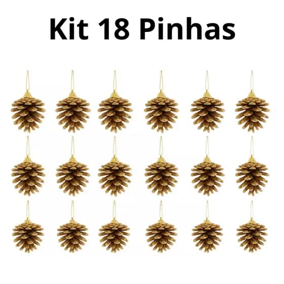 Kit 18 pçs Pinha Enfeite Decoração De Árvore de Natal Enfeites de Natal