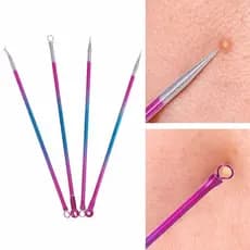 Kit 04 Unidades de Ferramentas de Beleza Extrator de Acne Removedor de Cravo Espinha Aço Inoxidável