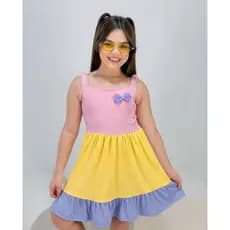 Vestido Infantil Multicolorido Canelado 2 a 8 anos