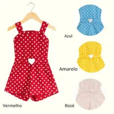 Macaquinho Infantil Menina Estampado Poá de Bolinha/ Jardineira infantil menina Blogueira
