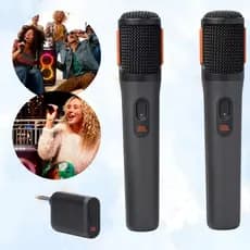 Microfone Karaoke Bluetooth Sem Fio JBL Original Party Box Preto Som Nítido Duplo