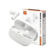 Fone JBL Wave Beam 2 Branco Bluetooth Sem Fio ANC Original Alta Qualidade