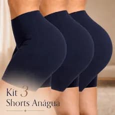 Kit 3 Short Anagua Segunda Pele Cintura Alta Bermuda Modeladora Confortável