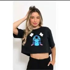 Cropped stitch bravo Feminina infantil e juvenil Camiseta Personagem  Pronta entrega