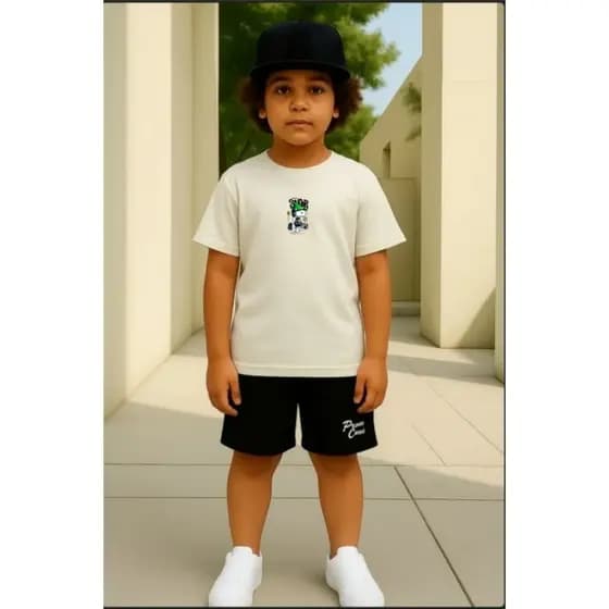 Conjunto masculino infantil e juvenil camiseta e shorts estampa SNOOPY