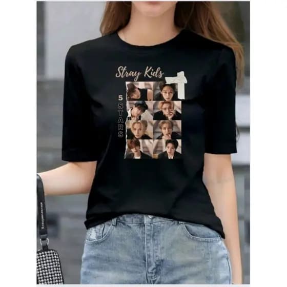 STRAY KIDS CAMISETA UNISSEX infantil e juvenil moda casual