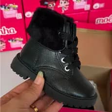 Coturno Menina Molekinha Macia Bota Com Pelinhos