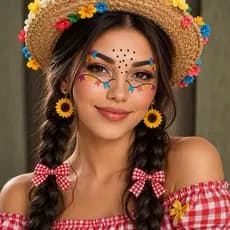 Kit 4 cartelas Adesivo Facial Festa Junina Glitter Sortido