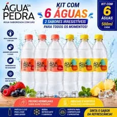 Água Mineral Com Gás Saborizada Frutas Vermelhas Abacaxi Água Da Pedra Garrafa 6x500Ml