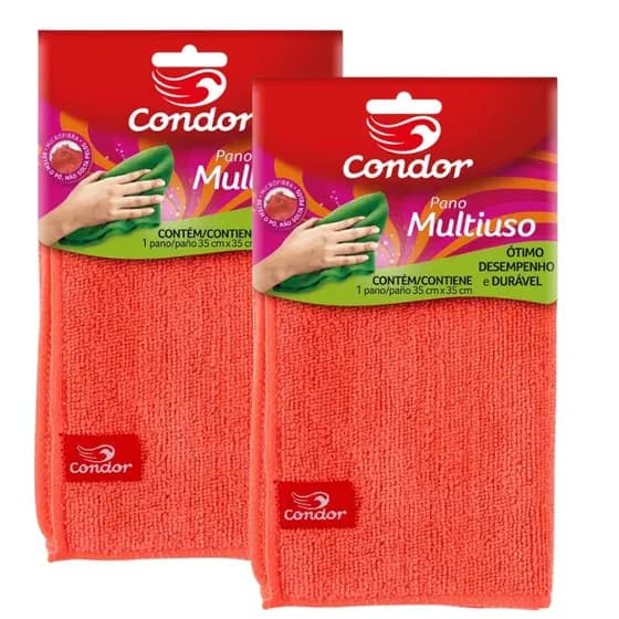 Kit 2 Panos Multiuso Condor Alta Absorção Limpeza Geral 35x35cm