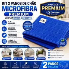 Kit 2 Pano De Chão Microfibra Grande 70x50cm Condor Multiuso Alta Qualidade Limpeza Geral