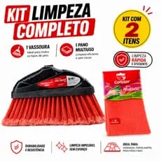 Vassoura Uso Geral Sem Cabo + Pano Multiuso Condor Kit Limpeza