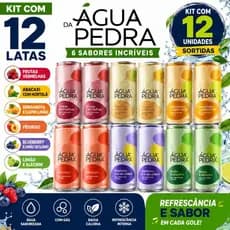 Kit Água Da Pedra Saborizada Com Gás 12 Latas 350ml Sabores Mistos Sem Açúcar