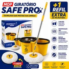 Mop Profissional Giratório Cesto Cabo Inox Resistente Perfect Pro Condor Uso Limpeza Geral + Refil Extra