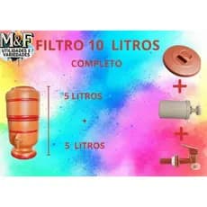 Filtro de Barro 10 Litros (5 litros em cima mais 5 litros em baixo) -Água Natural e Fresca com vela!