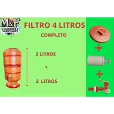 Filtro de Barro (Purificador de agua) com Vela e Torneira - Capacidade 4L - Pronta Entrega