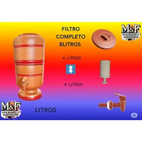 Filtro de Barro com Vela e Torneira - Capacidade 8L - Pronta Entrega MEGA PROMOÇÃO TEMPO LIMITADO.