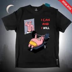 Camiseta Basica Patrick Estrela Desenho I Can And I Will Academia