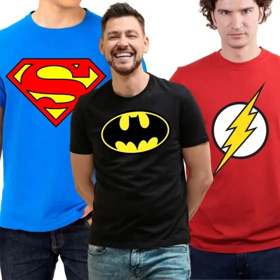Camiseta Camisa Personalizada Herói Dc Comics Superman Flash Batman Series Herois