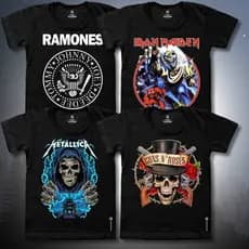 Camiseta Banda de Rock Nirvana Guns Ramones Metallica Acdc