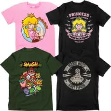Camisa Camiseta Super Mario Bros e Princesa Adulto Unissex Masculino e Feminino