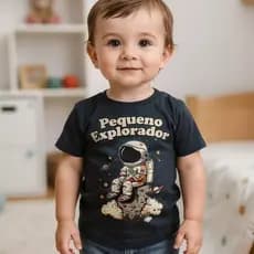 Camisa Camiseta Infantil Pequeno Explorador Astronauta | Algodão Confortável | Unissex
