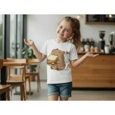 Camiseta Infantil Menina Capivara lanche Fofa Algodão Fio 30.1 Premium