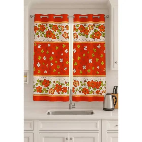 Cortina de Cozinha Estampada 2.00 x 1,40m Para Janela Em Tecido Oxford mudar