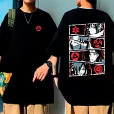 Camiseta Oversized Anime Estampada Uchiha Sharringan Naruto 100% Unissex Feminino Masculino