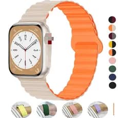 Pulseira De Relógio Magnética Para Apple 49mm 45mm 44mm 40mm 41mm 42mm De Silicone Série iWatch Ultra 8 7 6 SE