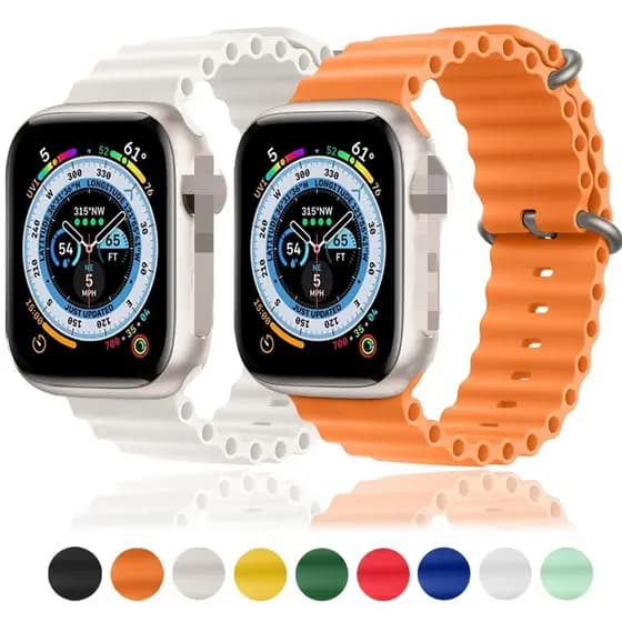 Faixa Oceano Para Relógio Apple Ultra Strap Série 8 7 6 5 4 3 Pulseira De Silicone iWatch 49mm 44mm 40mm 45mm 41mm 42mm 38mm