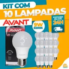 Kit 10 Lâmpadas Led 9W Bivolt Branco Frio 6500K Avant