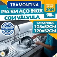 Pia Cozinha Inox Tramontina New Raggi 40 Cuba Central Com Válvula