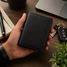 Carteira Masculina Slim Compacta Porta Cartões Documento Elegante Couro Sintético Premium