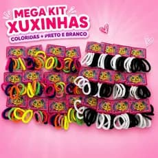 Kit até 72 Xuxinhas Elástico de Cabelo Coloridas Preto Branco Sem Emenda Não Quebra os Fios