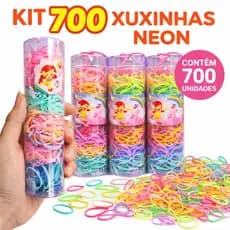 Kit 700 Xuxinhas Neon Coloridas Elástico de Cabelo Rabicó Infantil Para Tranças Escola 400  Unidades