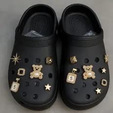 Chinelo Feminino botons Estilo Babuche Pingente de Metal Corfly Baixo EVA Solado Leve Antiderrapante botons aleatório