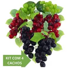 Cachos De Uva P 10cm Fruta Artificial Natal Ceia - 4 Cachos