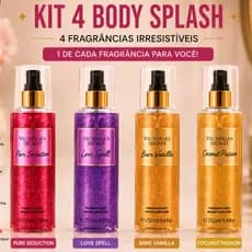 Kit De 01 Até 04 Body Splash Glitter Viicttoriia Secrett Love Spell Pure Seduction Vanilla Coconut
