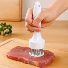 Kit 02 Amaciador de Carne Manual Aço Inox Furador Batedor de Bife Macio Cozinha Doméstica Cor Sortida Resistente Prático