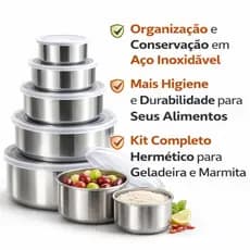Jogo de Potes Inox com Tampa Vedação Hermética – Conserva Alimentos