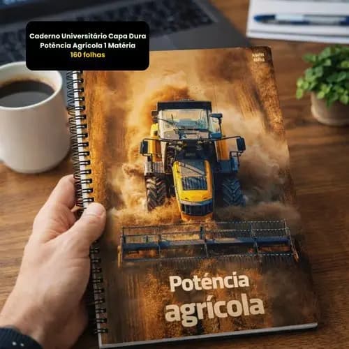 Caderno Universitario Com Capa Dura 1 Materia 160 Folhas Estampa Potencia Agricola Duravel