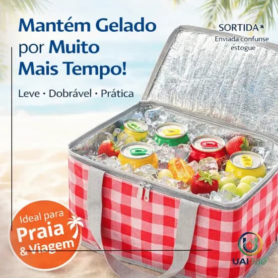 Bolsa Térmica Dobrável 20x34 Lancheira Isolada Praia Viagem Academia