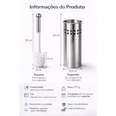 kit escova sanitária, escova com suporte, escova sanitária inox, suporte inox banheiro, escova para vaso sanitário.