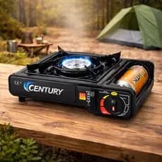 Fogareiro Portátil a Gás Century com Maleta Camping Fogão de Mesa Acendimento Automático