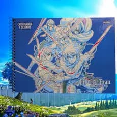 Caderno Desenho/ Cartografia Attack on Titan 80 Folhas,Capa dura  Tamanho 27,5 x 20cm